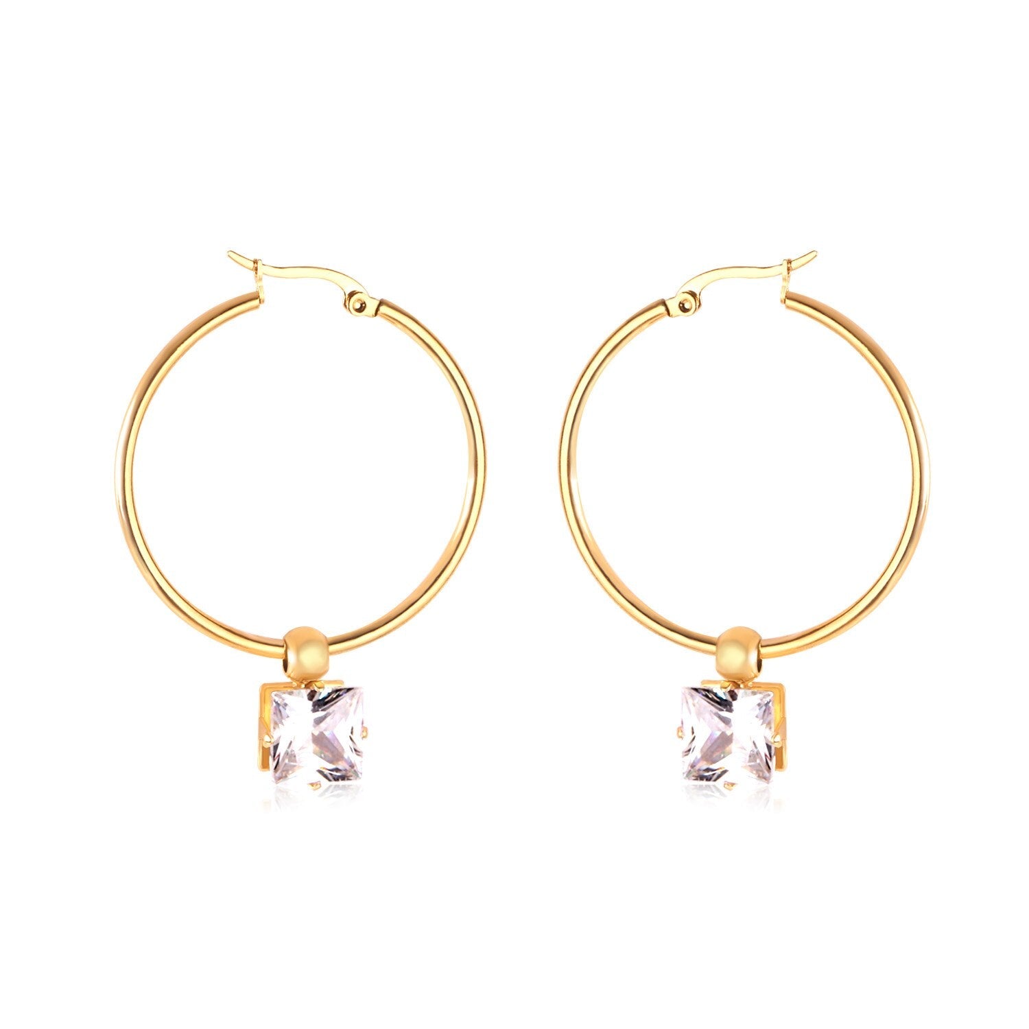 ASON Round Ear Hoop Earring With Cubic Zirconia Classic Style 2022 Stainless Steel Circle Earring Fashion Jewelry Party asonjewelry